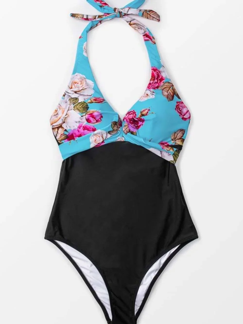 Cupshe Floral & Black Halter One Piece - Picture 6 of 6